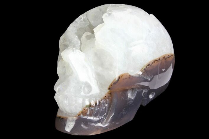 Polished Agate Skull with Quartz Crystal Pocket #148097